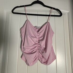 Gaze Pink Rouched Spaghetti Strapped Top Small